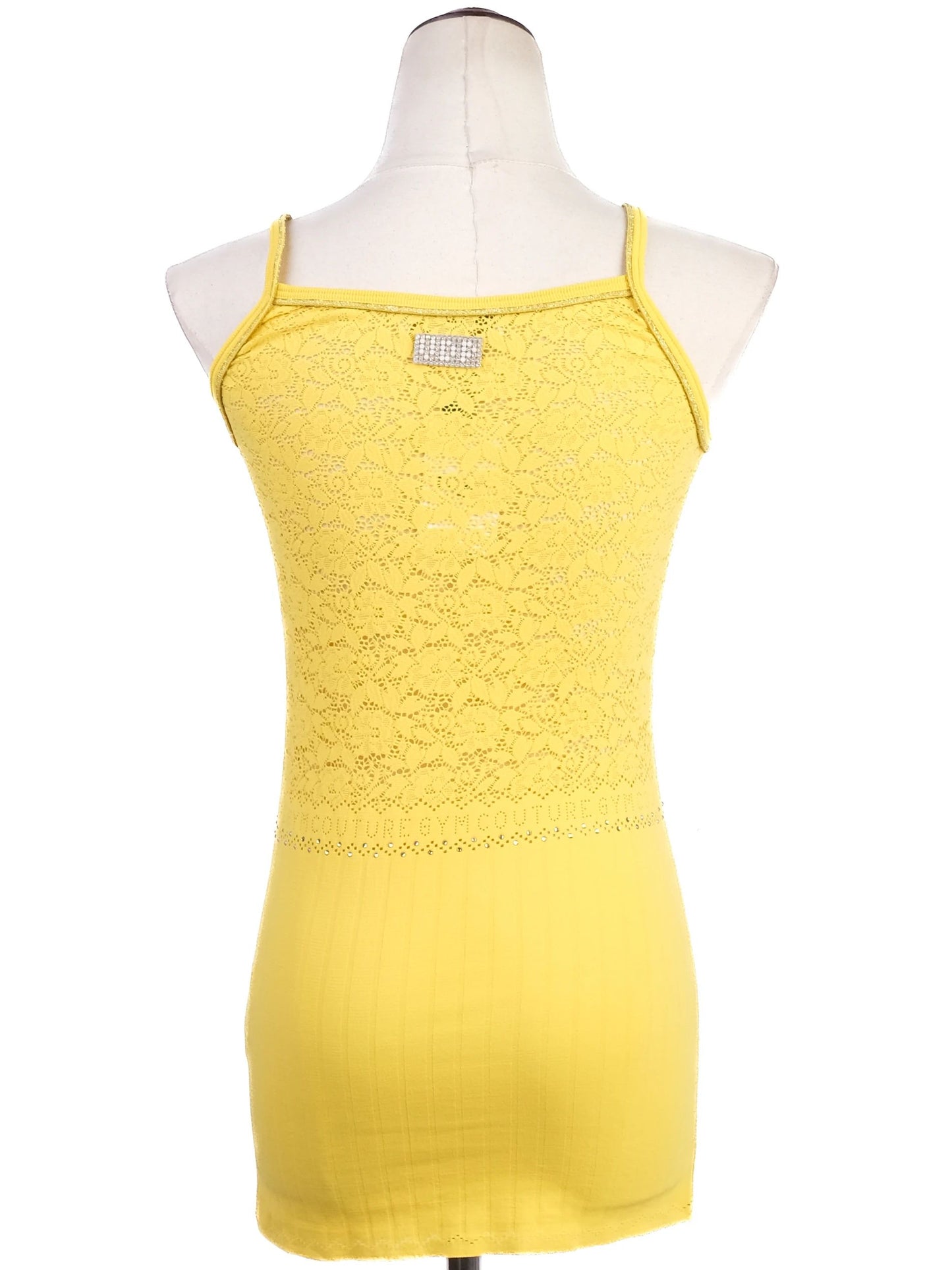 excellent vdp yellow lace camisole top size m women