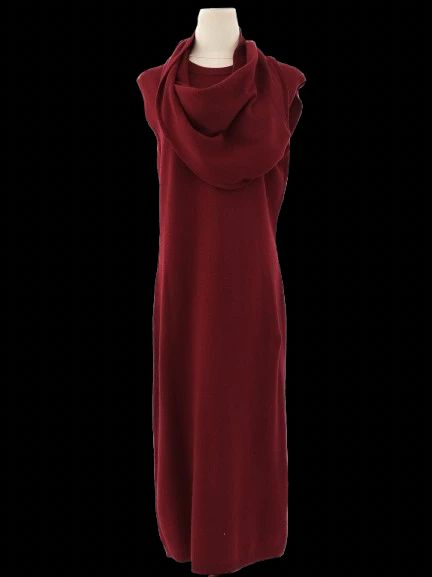 excellent joseph red wool sleeveless dress size l with cowl neck