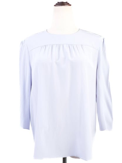 Excellent Prada Gray Silk Blouse Size L with Button-Up Back