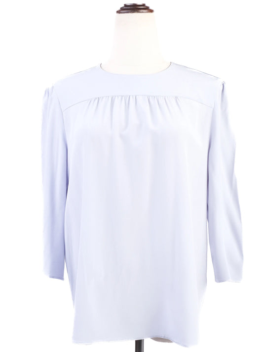 Excellent Prada Gray Silk Blouse Size L with Button-Up Back