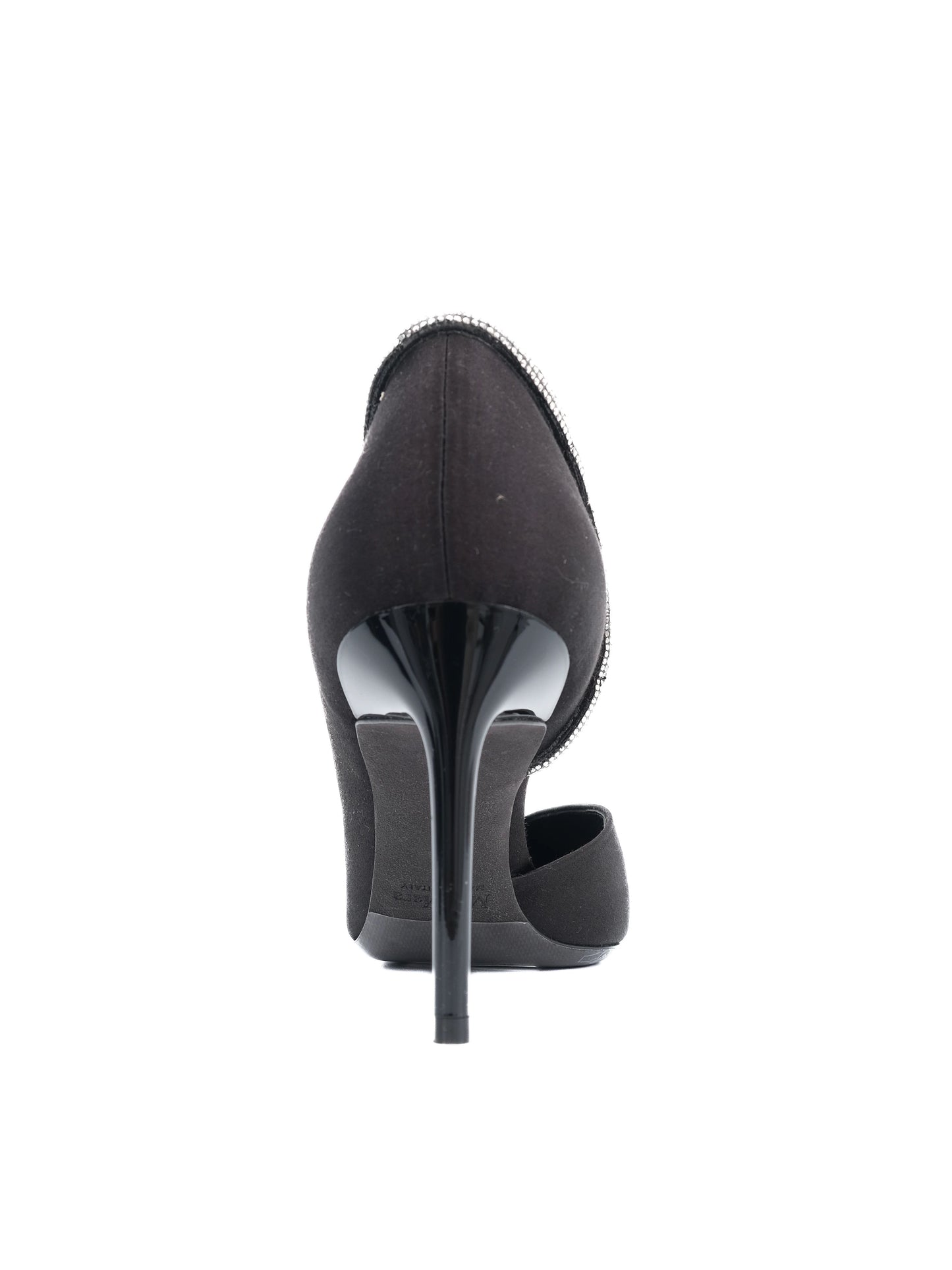 excellent max mara black high-heeled shoes size 38 rhinestones