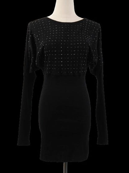 Excellent Faith Black Wool Dress with Decorative Elements Size S