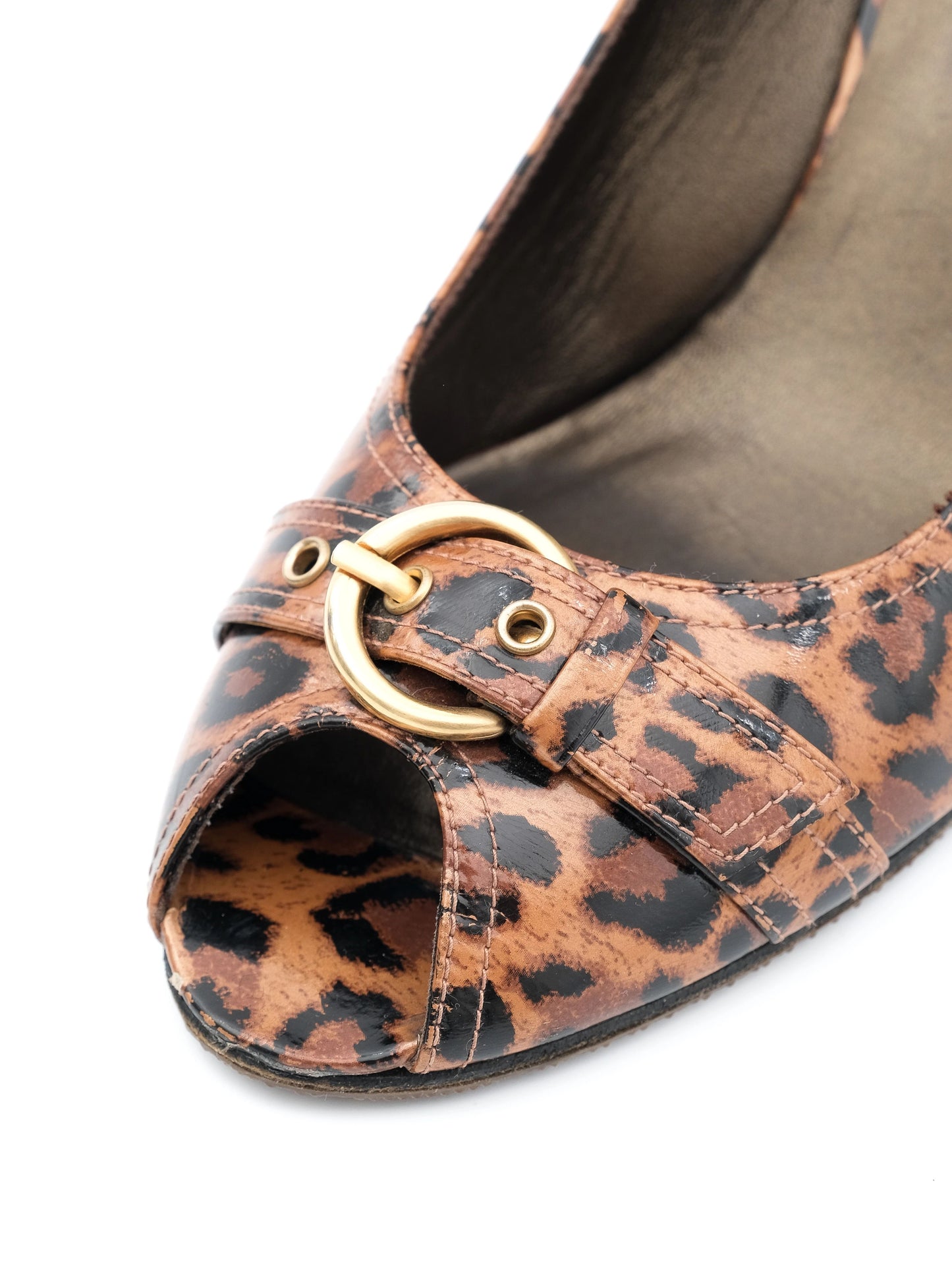perfect stuart weitzman leopard print peep-toe high heels size 37.5