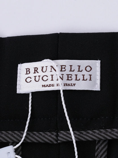 Excellent Brunello Cucinelli Black Wool Pants Cuffed Legs Women's Size