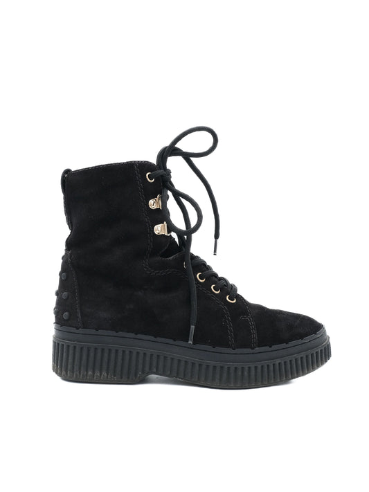 Good Tod's Black Genuine Suede Lace-Up Boots Size 36.5