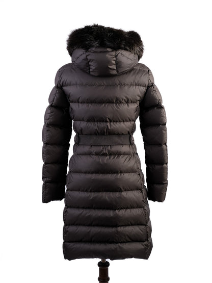 Excellent Moncler Green Long Puffer Jacket Size XS with Fur Hood