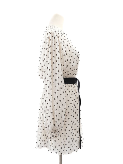 Excellent Maje White Polka Dot Dress Size S with Belt