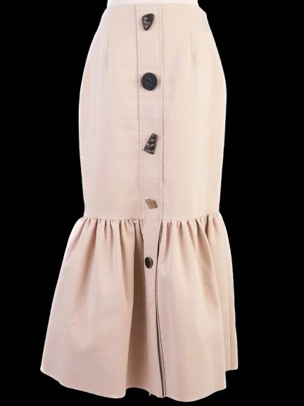 excellent women's orange polyester skirt size l unique design