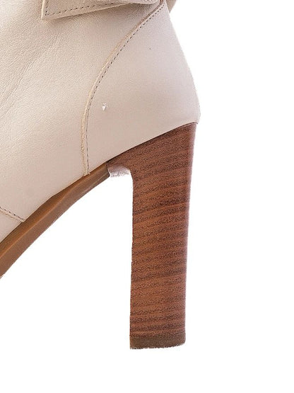 Valentino Leather White Ankle Boots with Fur Trim Size 38
