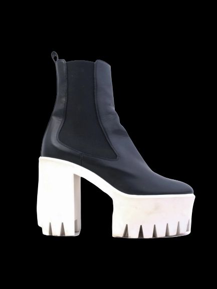 average stella mccartney black leather platform ankle boots size 37
