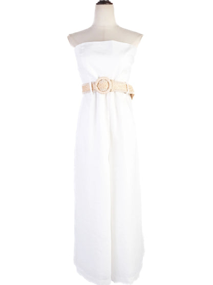 NEW Zimmerman White Strapless Jumpsuit with Woven Belt