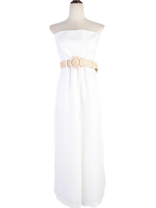 NEW Zimmerman White Strapless Jumpsuit with Woven Belt