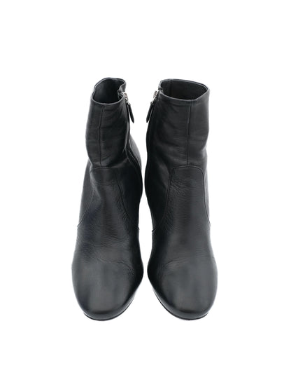 Excellent Prada Black Leather Ankle Boots Size 41 with Block Heel