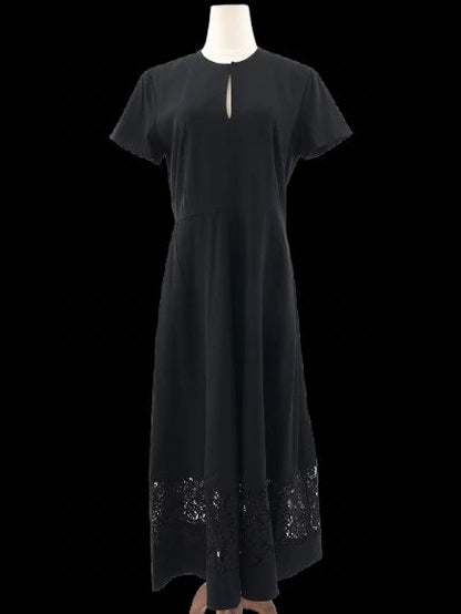 Excellent Marella Black Wool Dress with Lace Detailing Size N/A