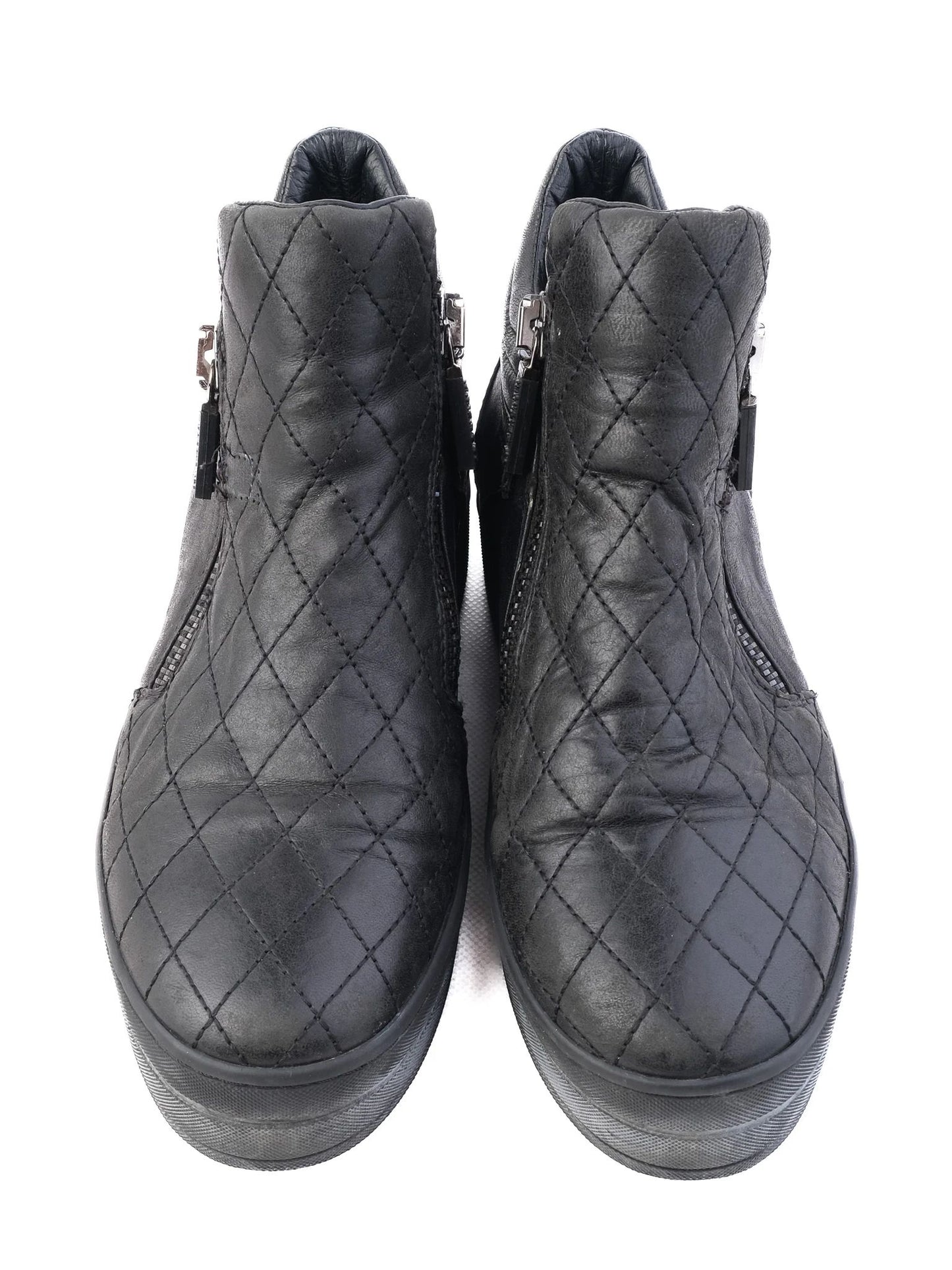 excellent baldinini black leather high-top sneakers size 38