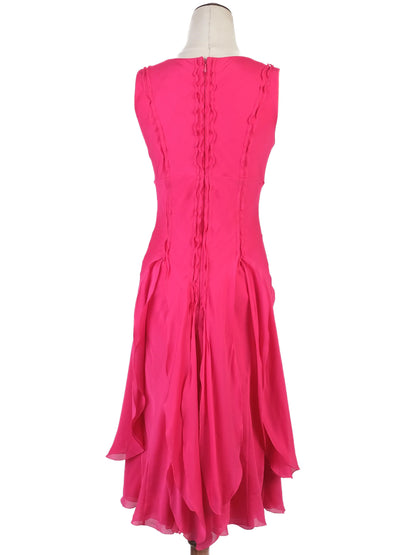 Excellent Celine Pink Silk Sleeveless Dress with Ruffled Skirt
