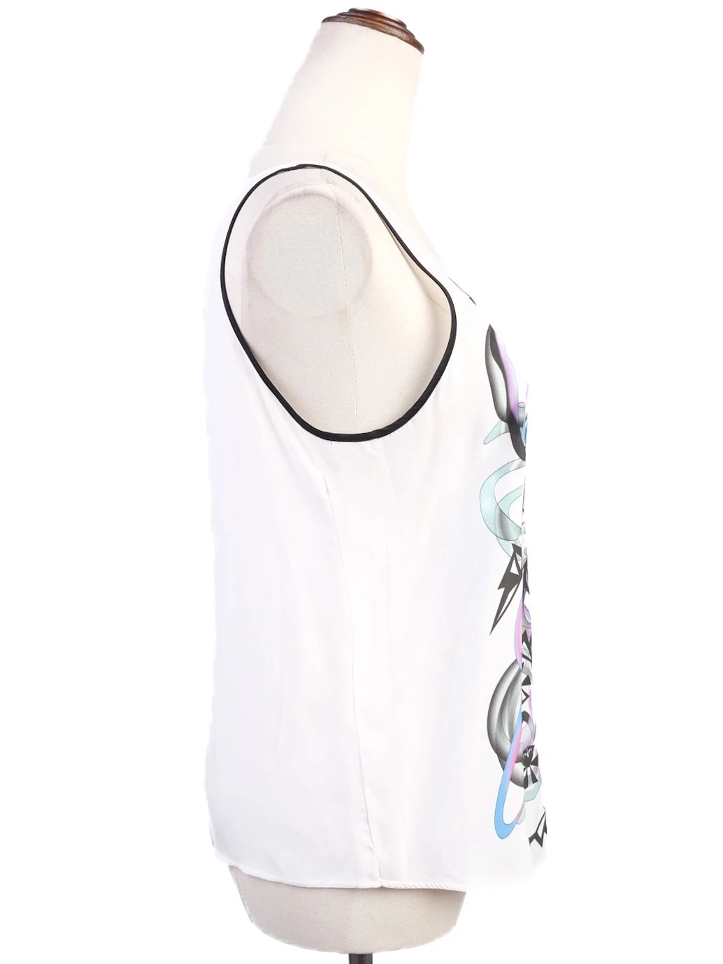 excellent sandro white silk sleeveless top xs abstract design