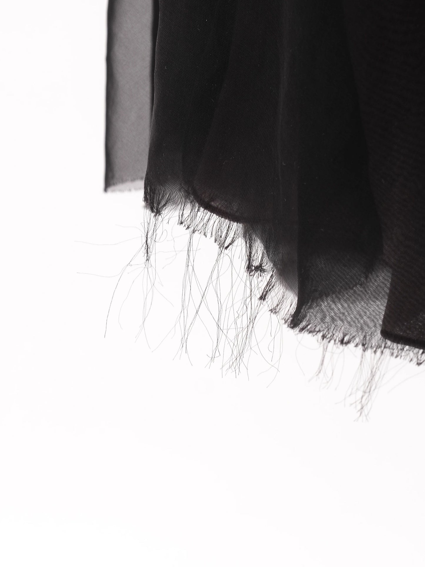 excellent lanvin black silk skirt size m with sheer overlay