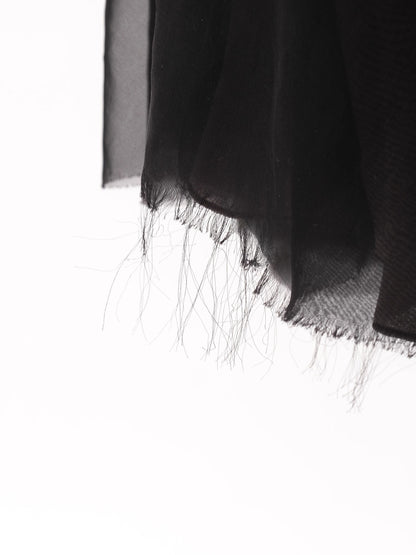 Excellent Lanvin Black Silk Skirt Size M with Sheer Overlay
