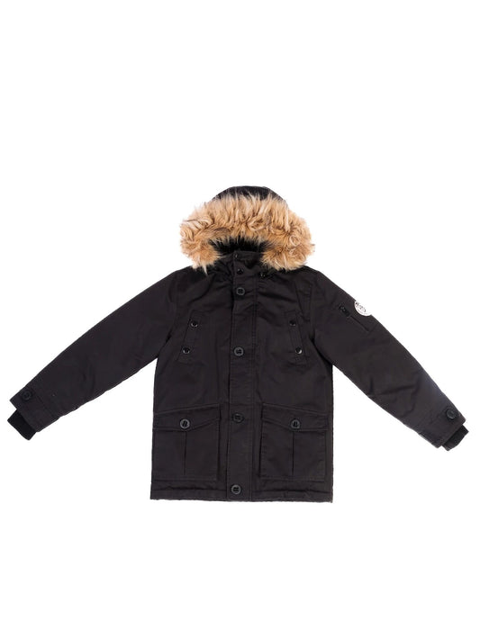 Excellent Diesel Black Winter Jacket for Kids Size 12 with Fur Hood