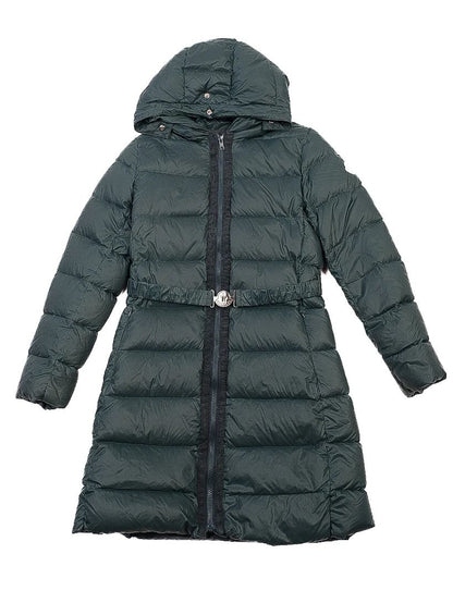 Excellent Moncler Dark Green Padded Coat with Hood Size 12 for Kids