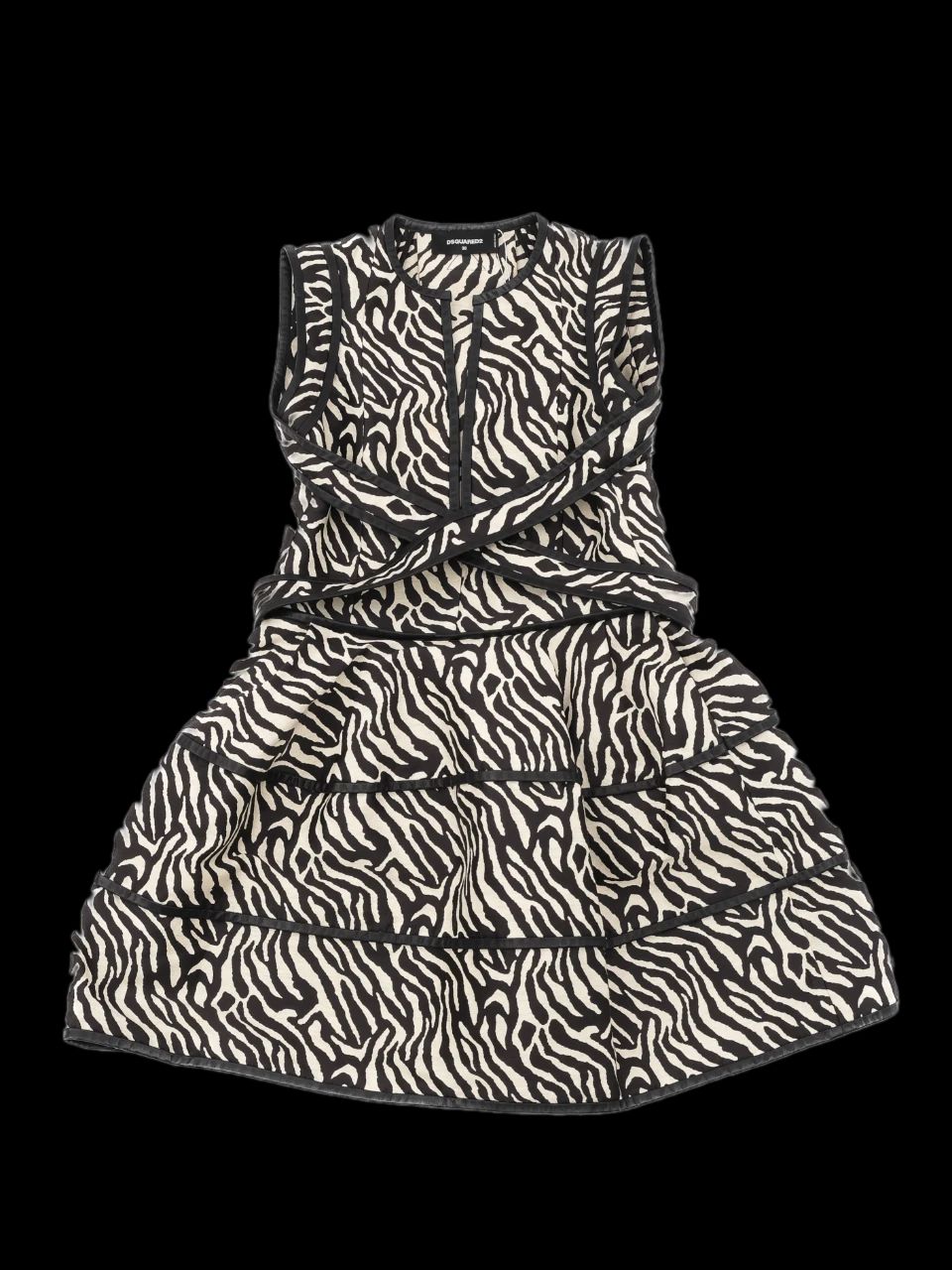 excellent dsquared2 sleeveless dress zebra print size s made in italy