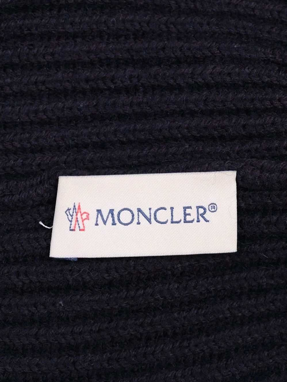 excellent moncler kids blue wool beanie hat size 4 with logo