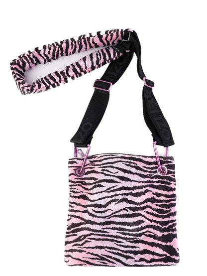 Excellent Kenzo & H&M Pink Black Tiger Print Bag with Embroidered Strap