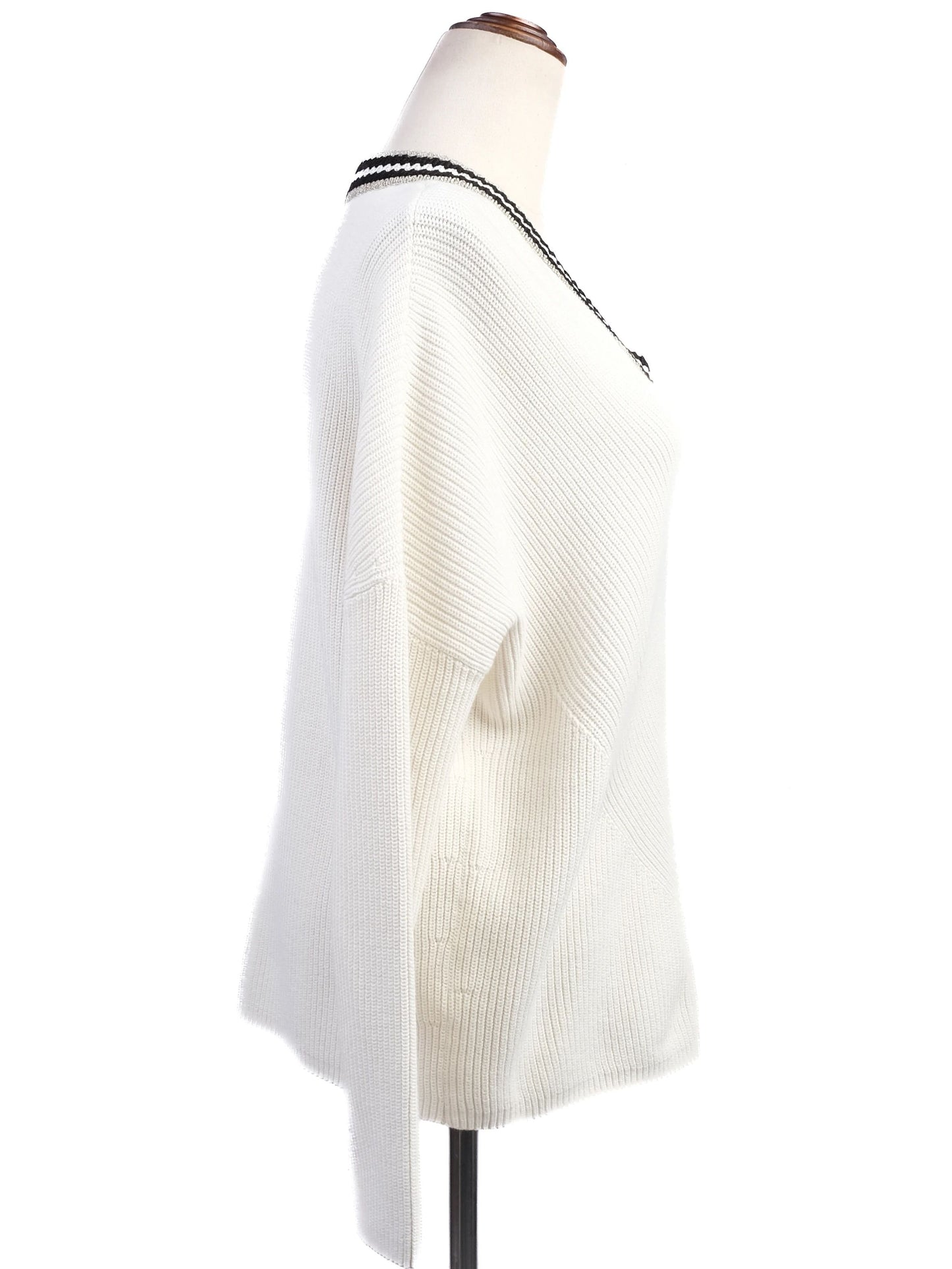 maje white knitted sweater excellent condition v-neck striped