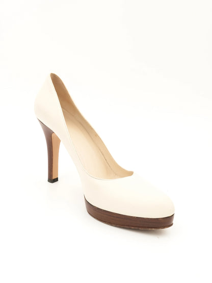 Excellent Gucci White Leather High-Heeled Pumps Size 40