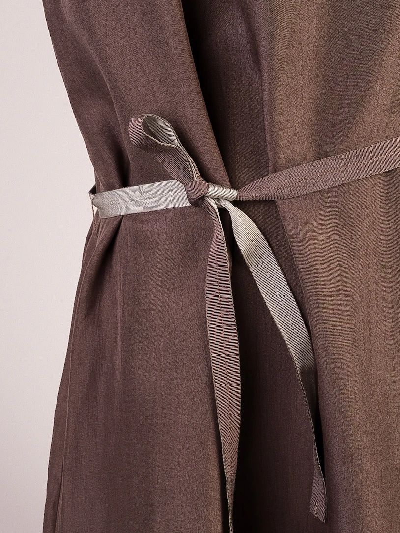 good trussardi gray silk sleeveless dress size m with belt