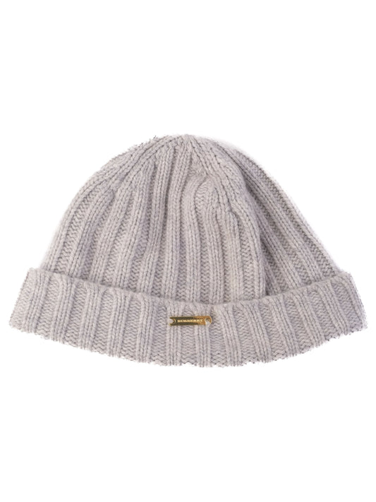 Excellent Burberry Gray Ribbed Wool Beanie Hat Size M