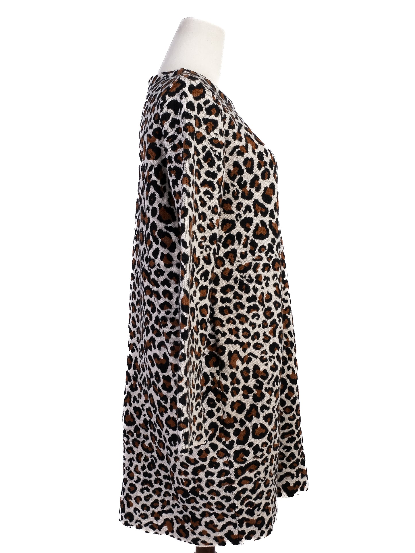 excellent max mara leopard print wool dress size l - women's fashion