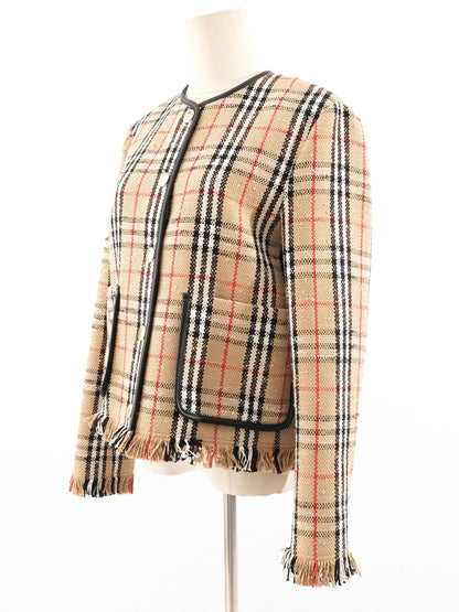 Perfect Burberry Plaid Wool Jacket Gold Buttons Size L Women