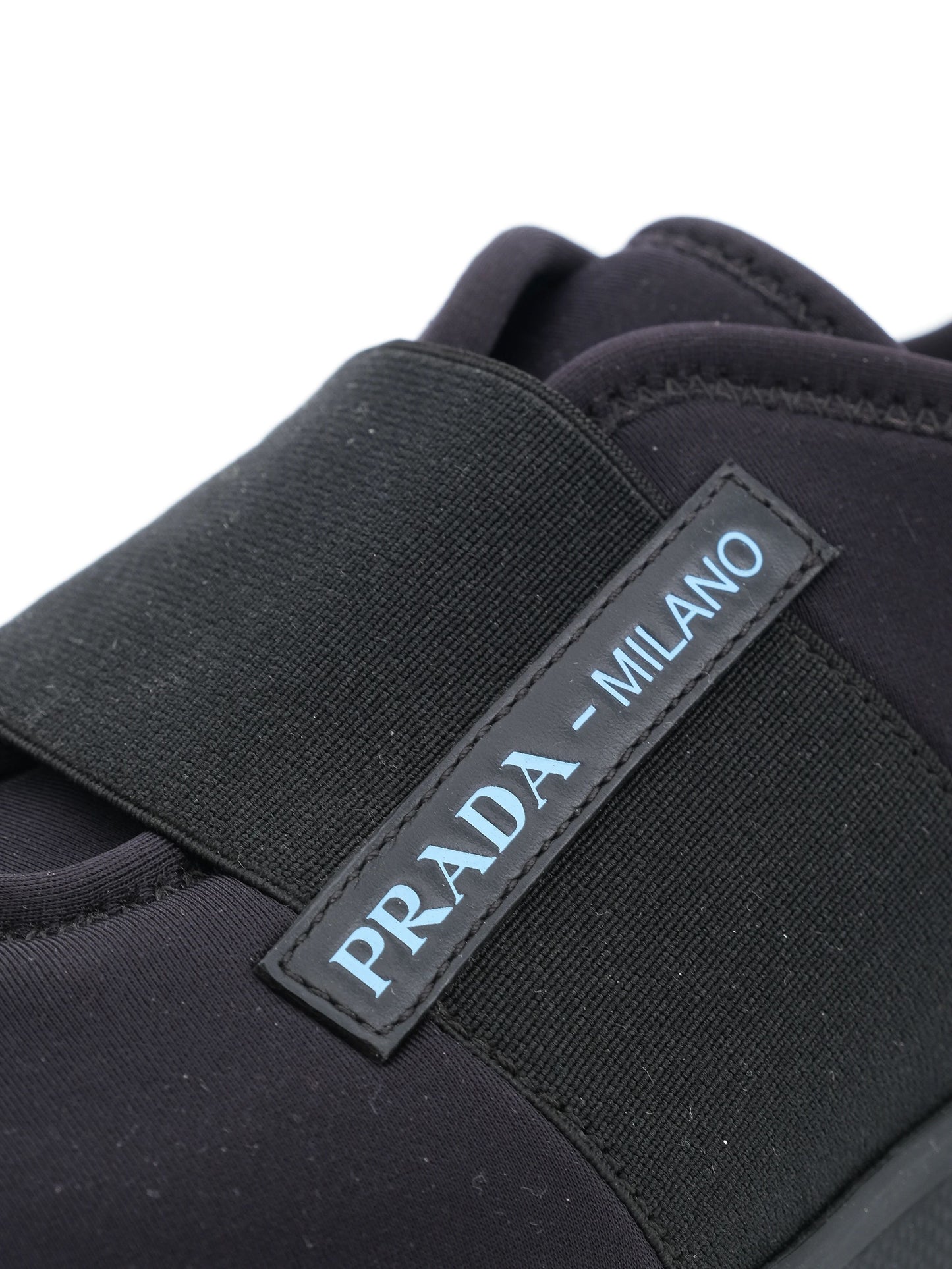 excellent prada black textile slip-on sneakers size 37.5