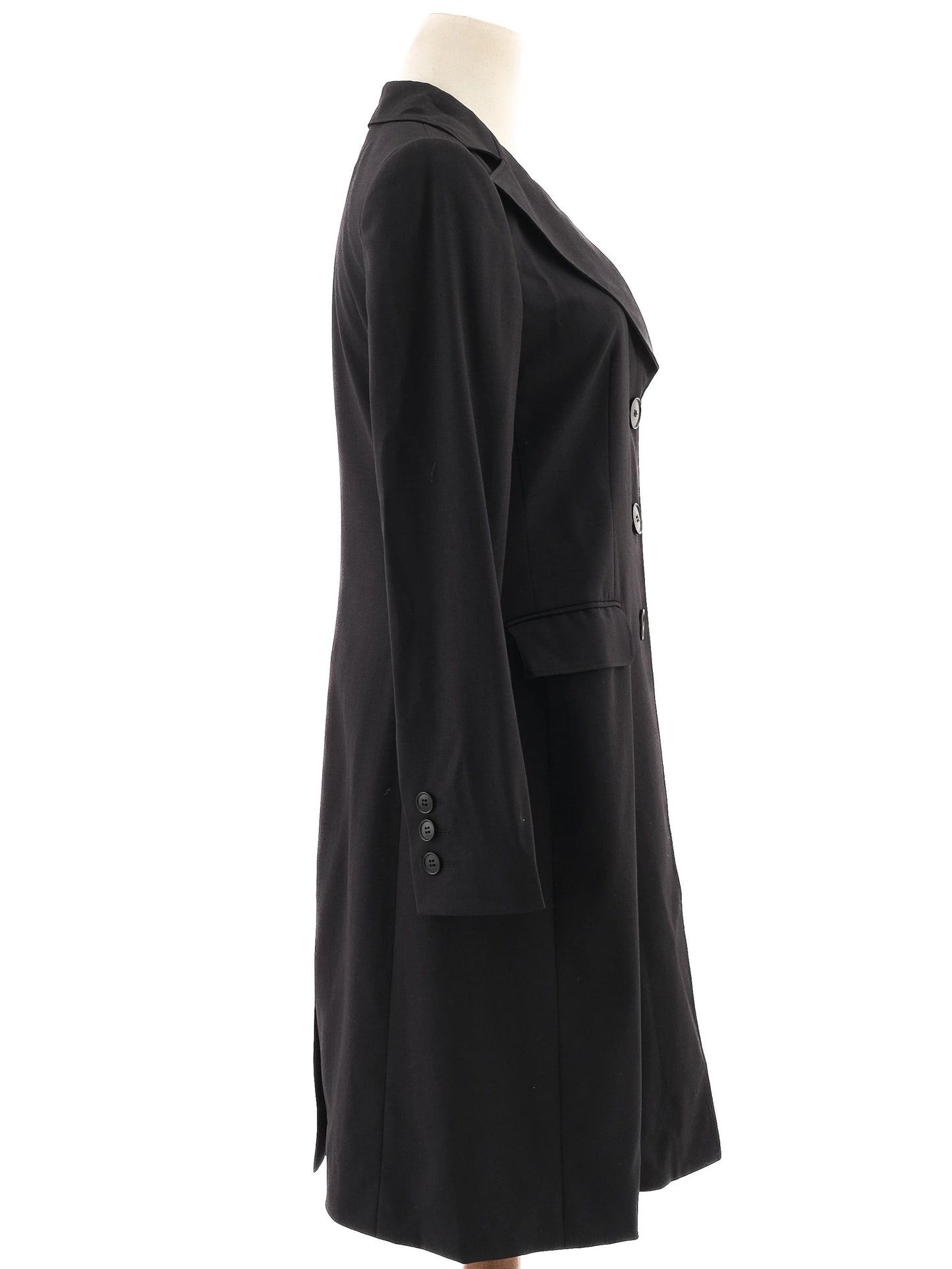 excellent emporio armani black wool womenõs coat size s