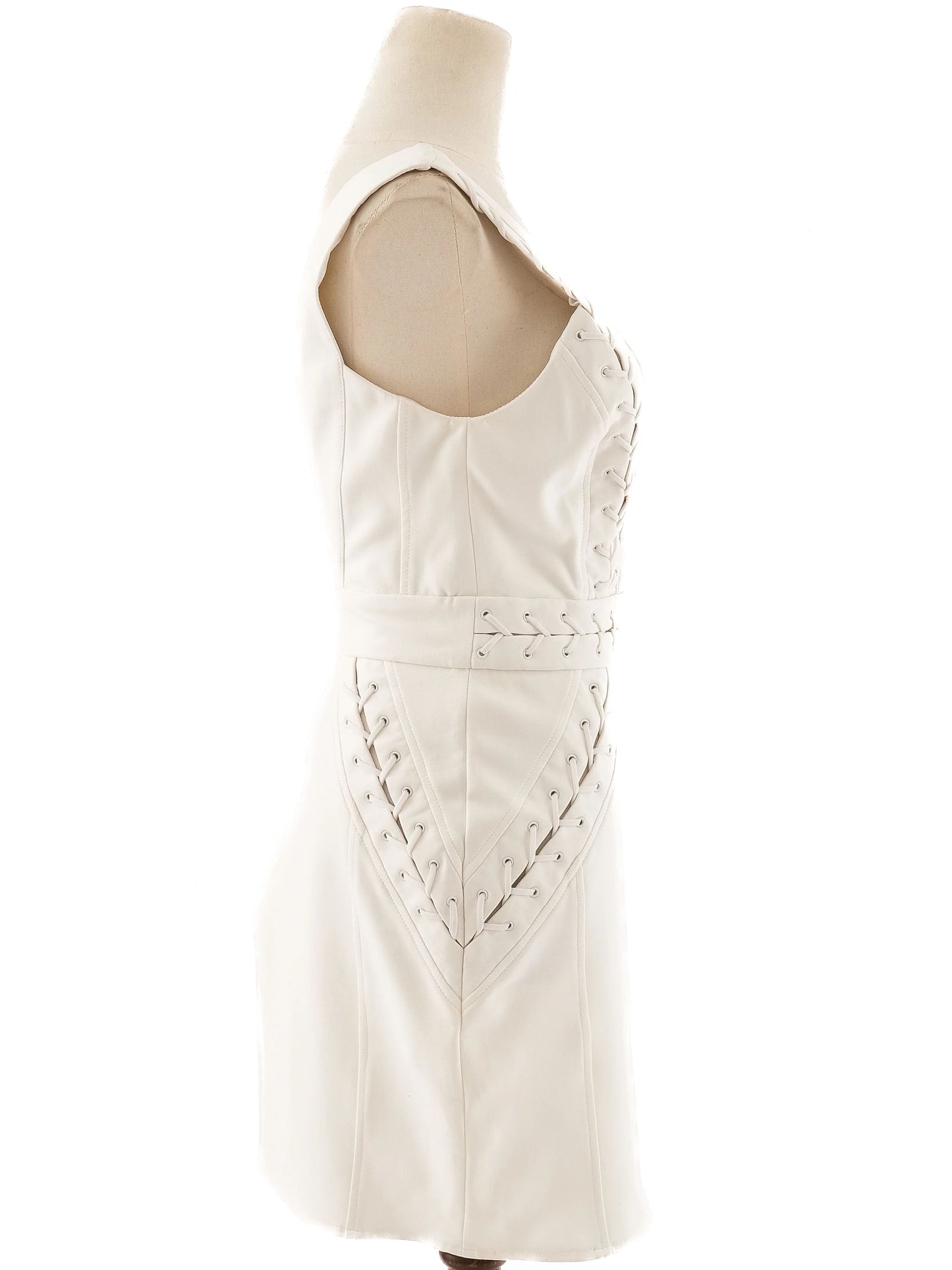 excellent elisabetta franchi white sleeveless dress size m