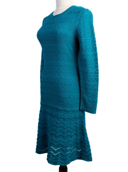 Excellent Missoni Green Viscose Dress Size L with Long Sleeves