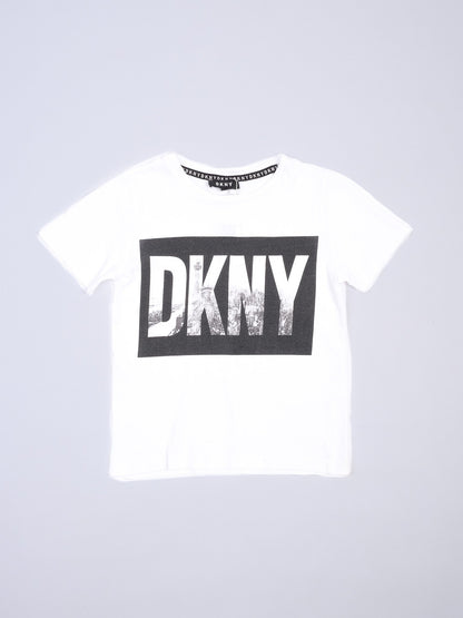 Excellent DKNY White Cotton T-Shirt Size 8 for Kids