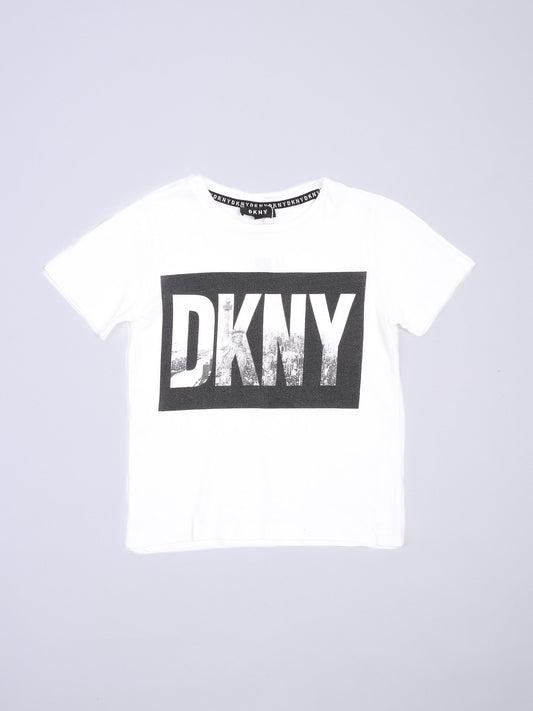 Excellent DKNY White Cotton T-Shirt Size 8 for Kids