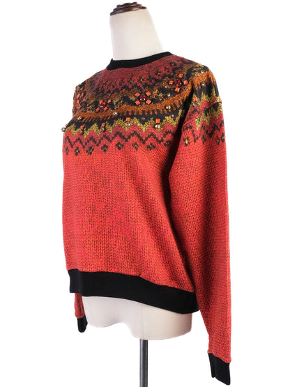Etro Red Cotton Knitted Sweater Medium Excellent Condition