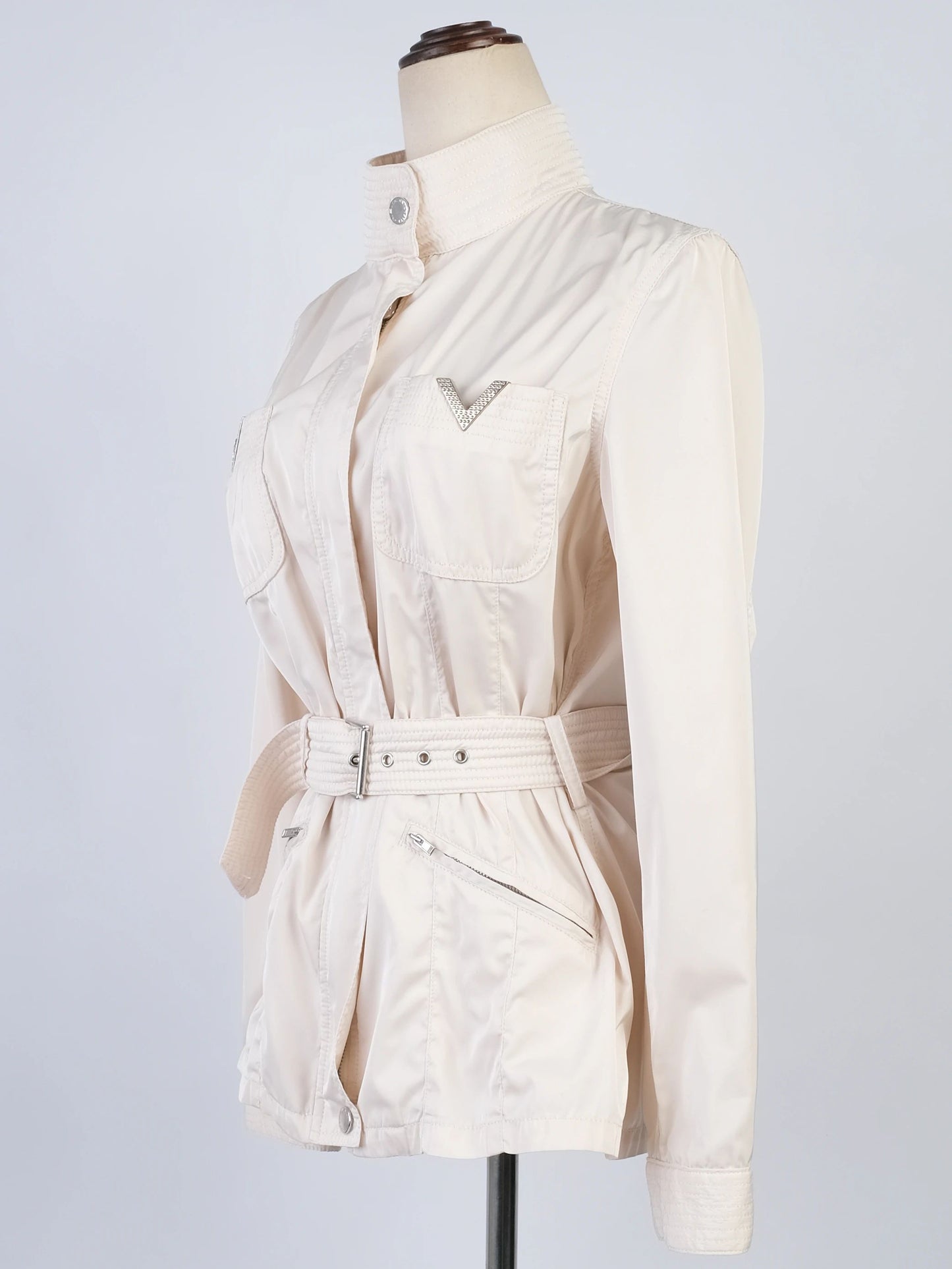 excellent red valentino cream jacket women's size - stylish belted design