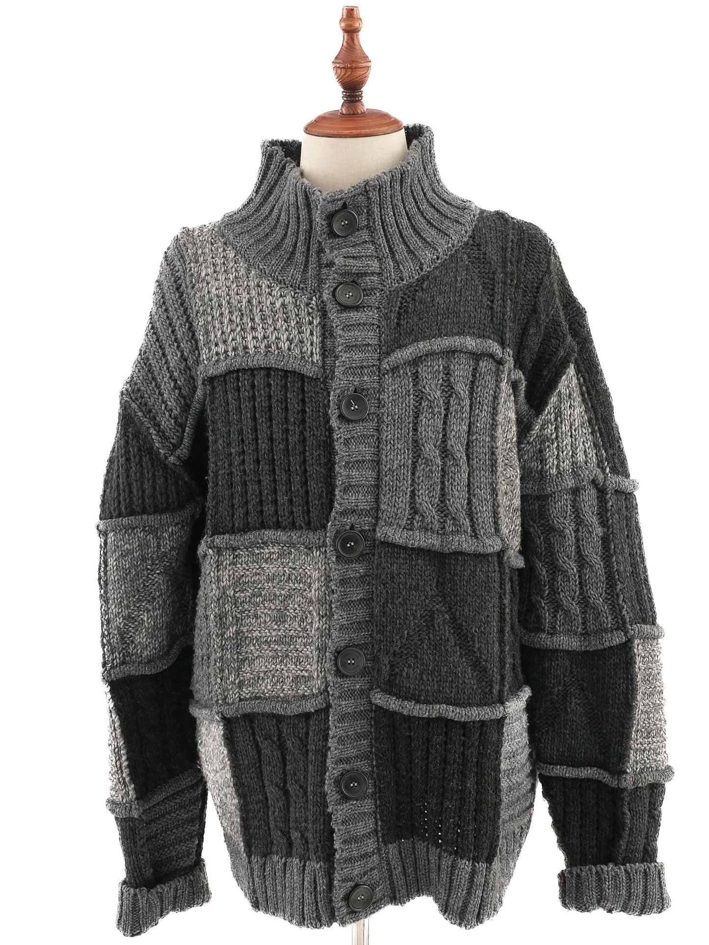 excellent bugatti gray wool knitted cardigan size xxl