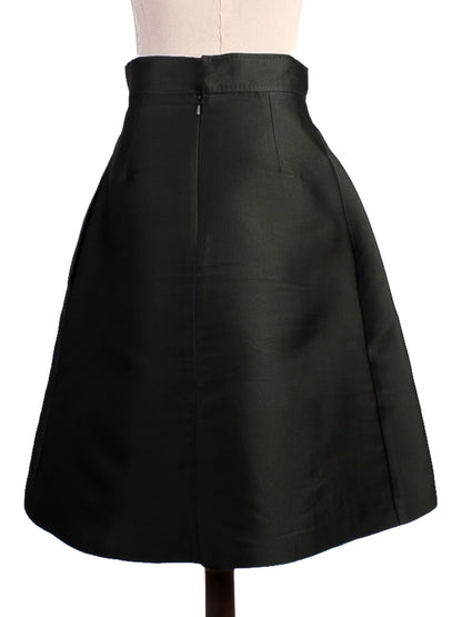 Excellent Max Mara Green Silk A-Line Skirt Size S Made in Italy