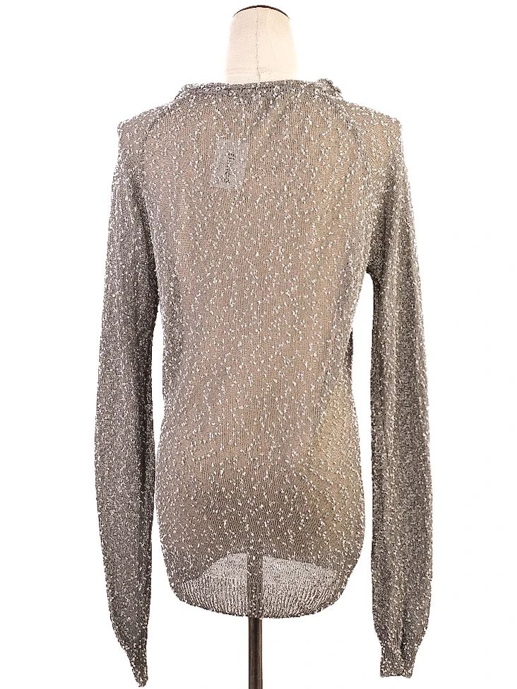 excellent women's long-sleeved knit sweater size l acetate gray