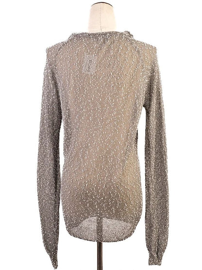 Excellent Women's Long-Sleeved Knit Sweater Size L Acetate Gray