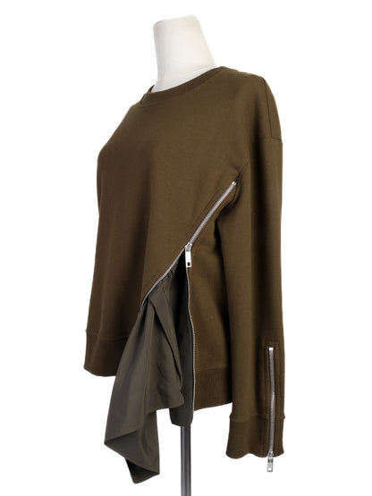 Excellent Sportmax Green Polyester Sweater with Zippers Size XS
