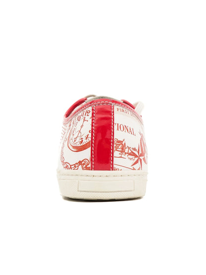 Excellent John Galliano White Leather Sneakers Size 37 with Newspaper Print