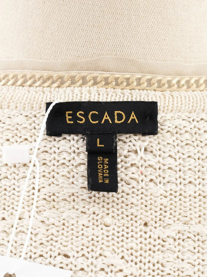 Excellent Escada White Wool Jacket Size L with Textured Knit