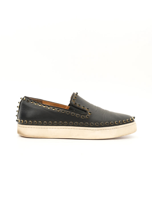 Christian Louboutin Black Leather Slip-On Sneakers Size 39